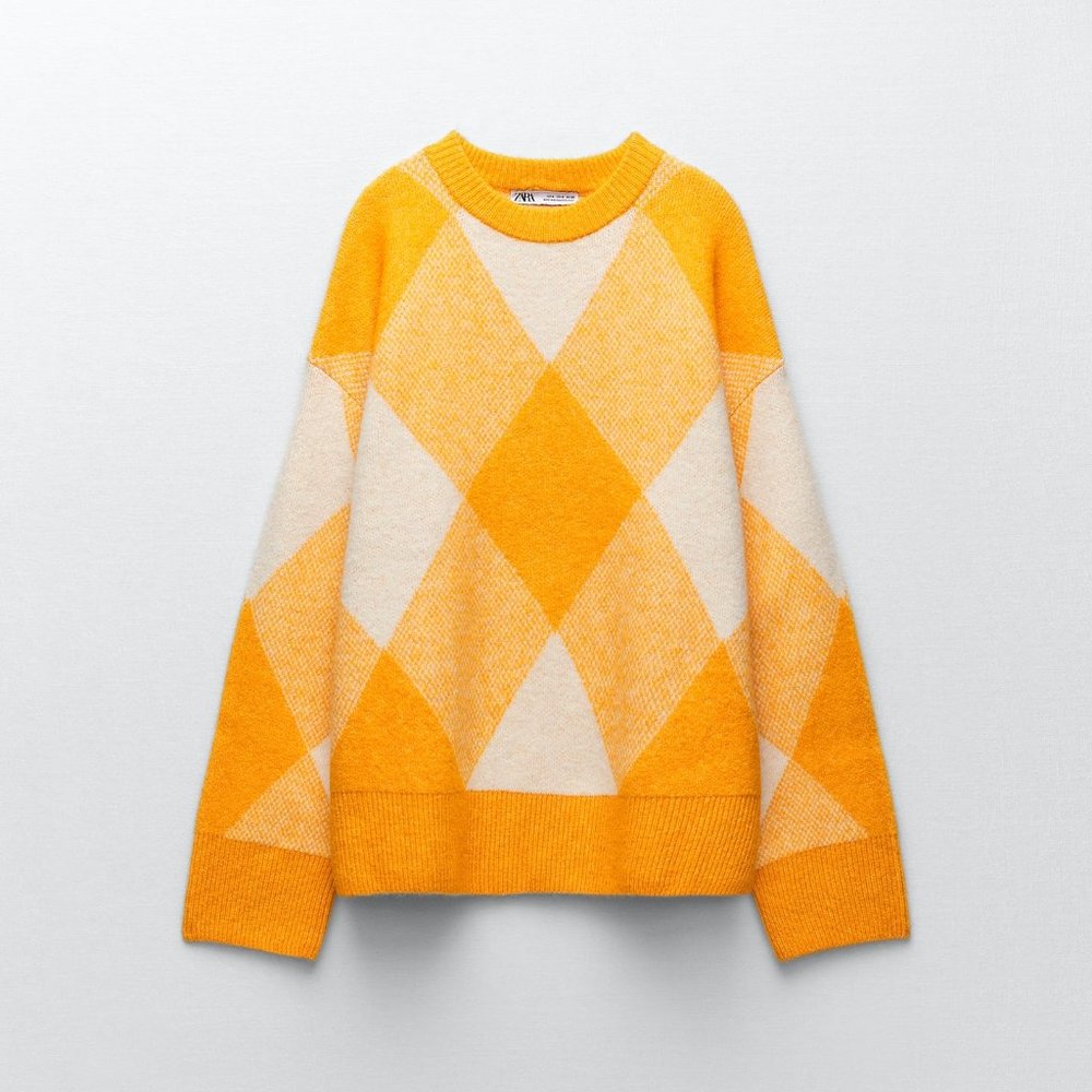 Zara Argyle Jacquard Knit Sweater - Picture 5 of 8
